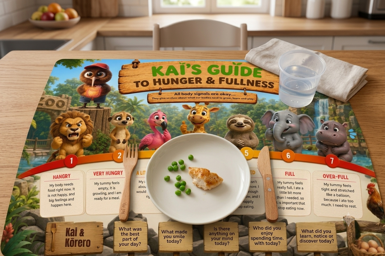 Easier Mealtimes: Kai's Hunger and Fullness Placemats (A3) - Home Use