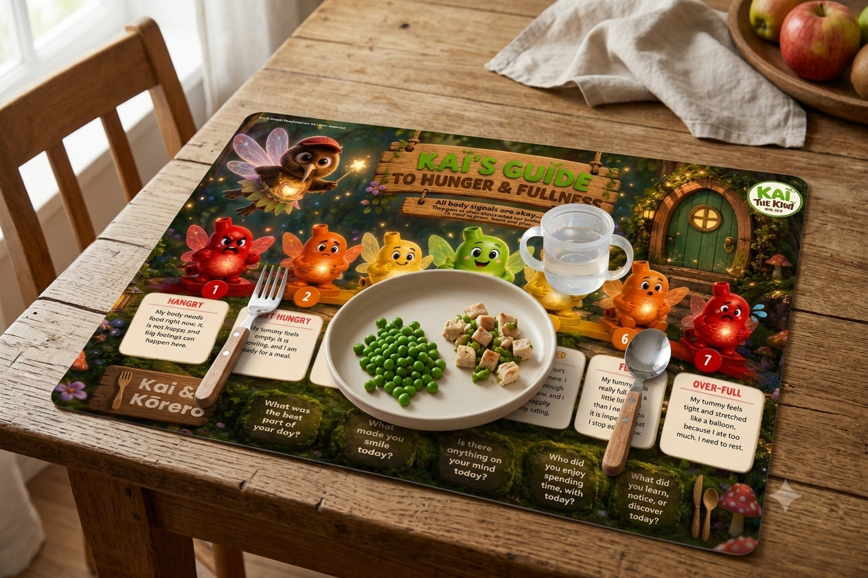 Easier Mealtimes: Kai's Hunger and Fullness Placemats (A3) - Home Use