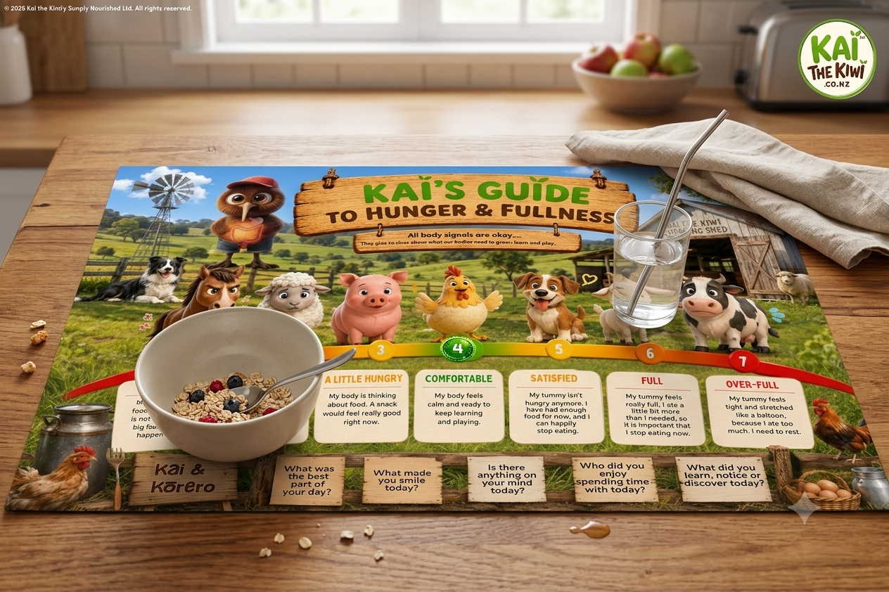 Easier Mealtimes: Kai's Hunger and Fullness Placemats (A3) - Home Use